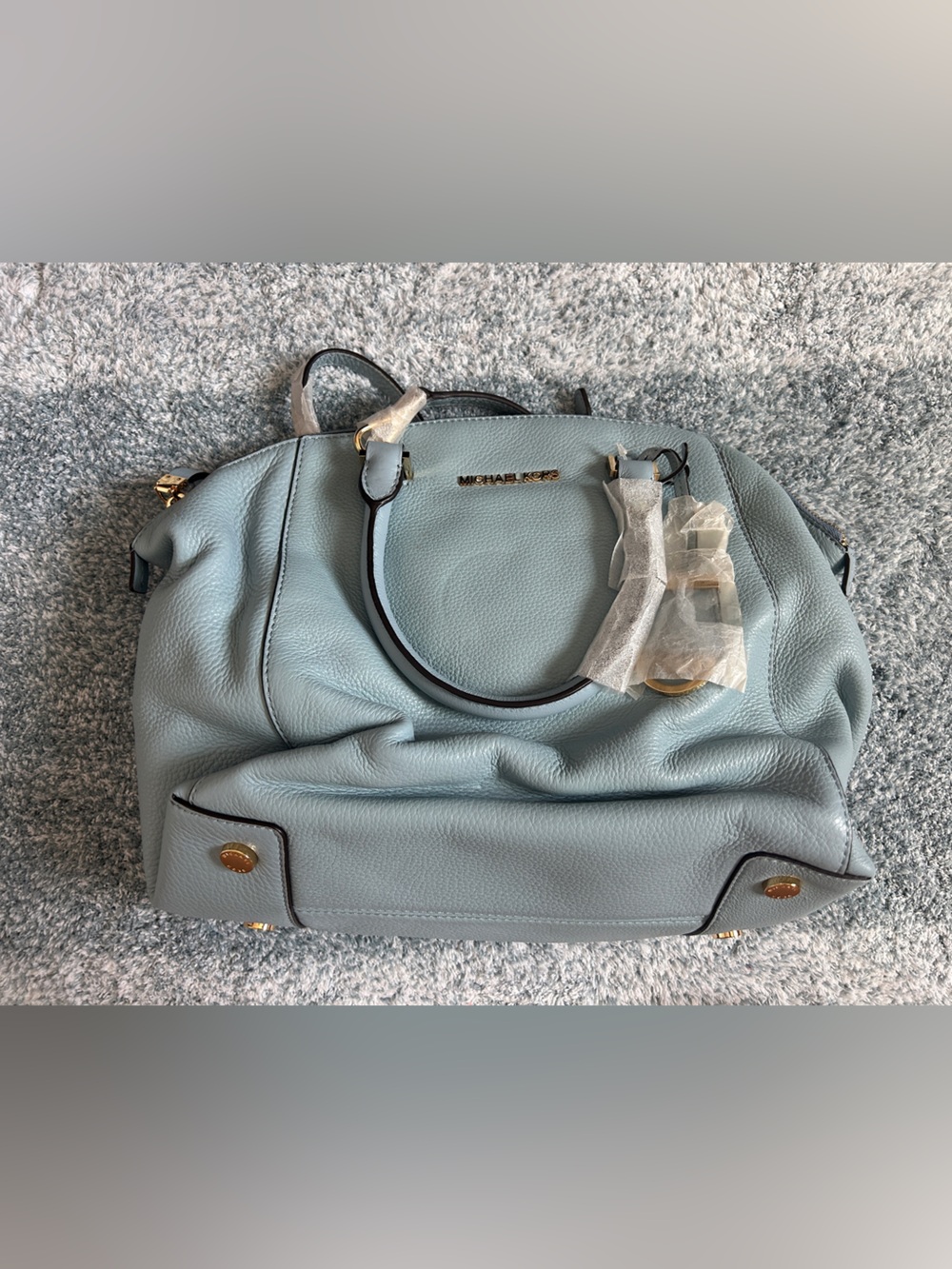 Michael Kors Riley Large Leather Satchel Pale Blue